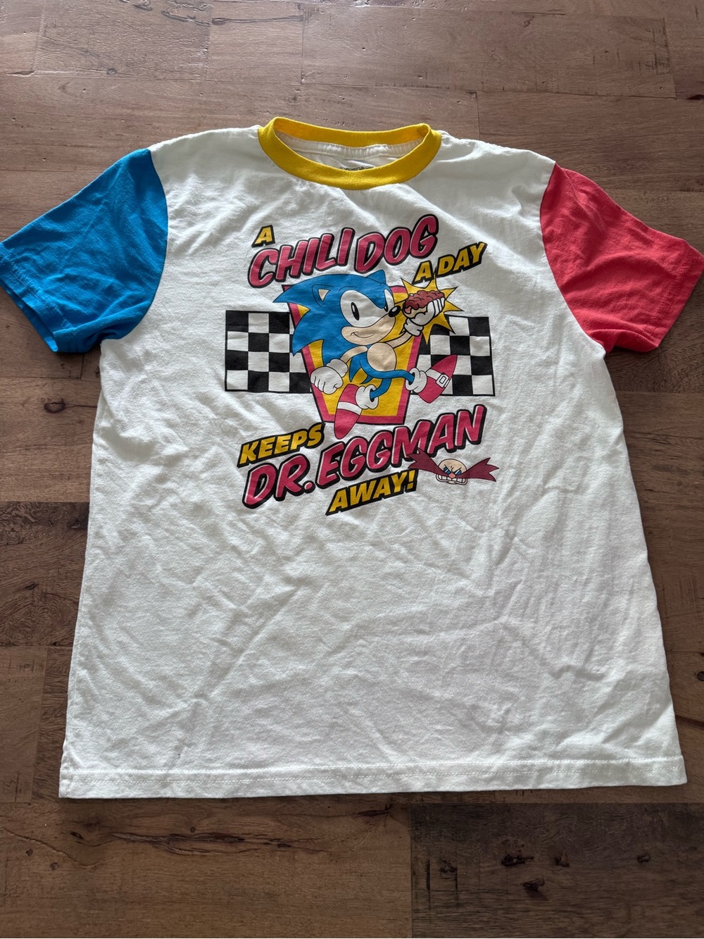 Sonic the Hedgehog Kids Ringer Tee colorblock Sleeves sz large